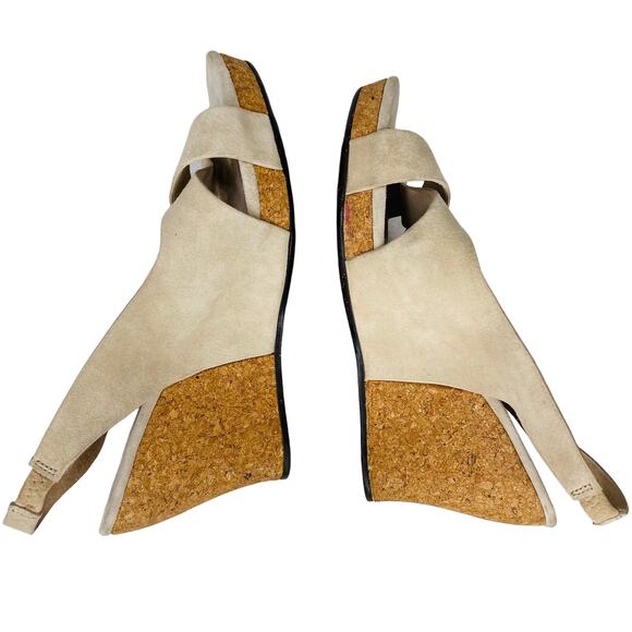 Ugg Hazel Sandals Suede 10 Beige Cork Wedge 4" Heels - Picture 6 of 13